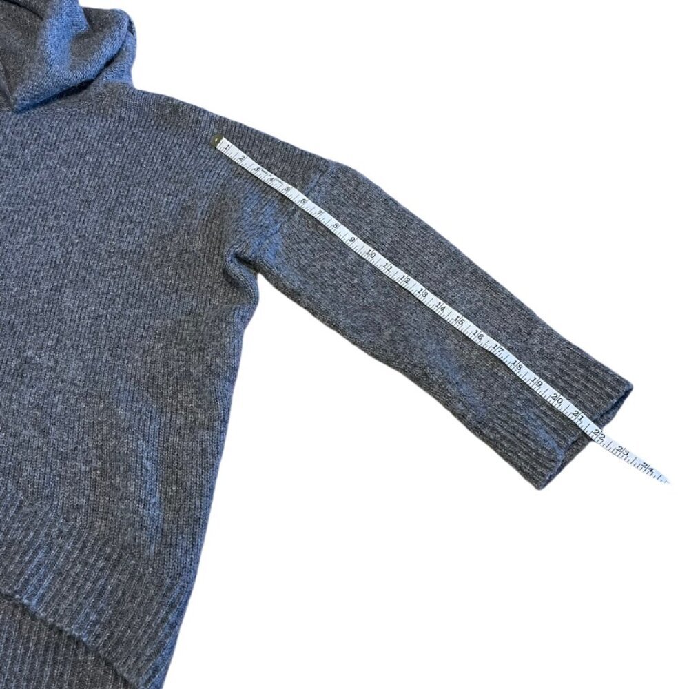 H&M Gray Turtle Neck Baggy Oversized Sweater High Low Wool Blend Women's Large - Picture 7 of 9